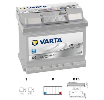 autobaterie VARTA  Silver dynamic          52Ah   12V   520A     207x175x175  