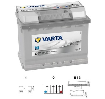 autobaterie VARTA  Silver dynamic          63Ah   12V   610A     242x175x190   